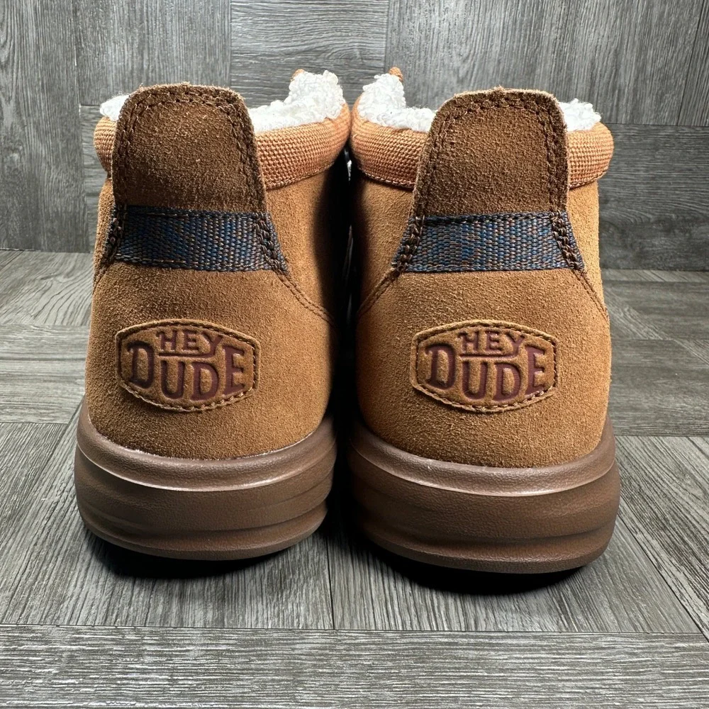 Hey Dude Wally Mid Gripr Warmth Mens 14 Brown Suede Faux Fur Winter Boots NEW